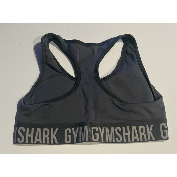 Gymshark Women's Small Racerback Sports Bra Grey Logo Workout gym gear top - Picture 3 of 4